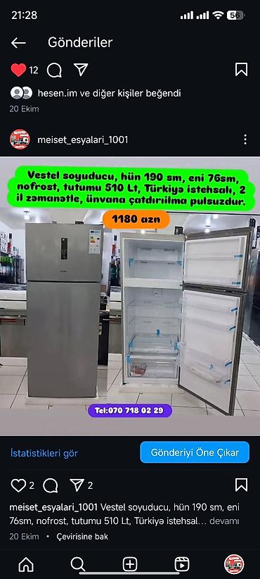 soyuducu satilir: Yeni 2 qapılı Midea Soyuducu Satılır, rəng - Qara, Dispenserli — 4