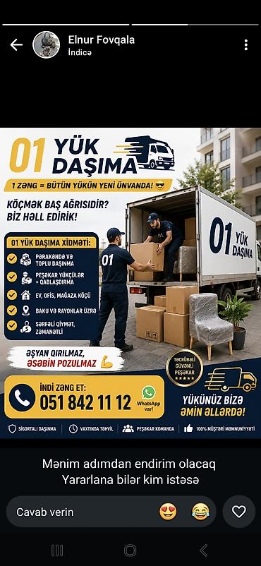 furqon ceşqa: Yükdaşıma xidməti – “01 Yük Daşıma” - Ev, ofis və mağaza köçürülməsi — 1