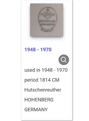 Ostali antikviteti: Cinije 1948 do 1970g.Hohenberg Hutschenreuther Nemacka. Nemacke — 12