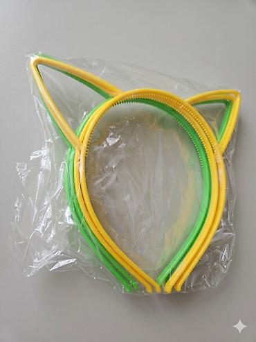 sac aksesuarları: Məhsul: Pişik qulaqlı saç lentləri (set) - Rənglər: sarı və yaşıl - — 2
