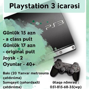 islenmis playstation 3 satisi: Playstation 3 icarəsi josyk -2 oyunlar 40 + günlük icarəsi 15 azn