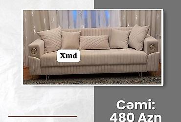 Divanlar: Tek divan – 450 AZN - Müasir dizayn: dərin kapitone tikişlər, qızılı — 6