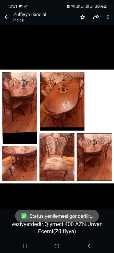 Salon masaları: Qonaq otağı üçün, Oval masa, 8 stul