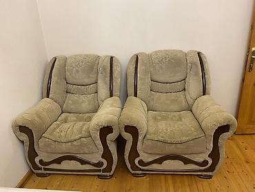 klassik divan: Klassik üslubda 3 nəfərlik divan + 2 ədəd kreslo dəsti. - Rəng: açıq — 2