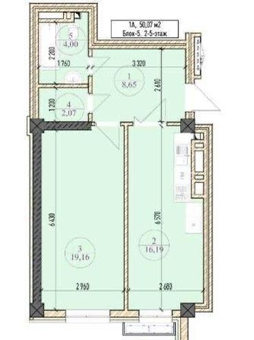 купить квартиру в рассрочку без первоначального взноса: 1 комната, 50 м², Элитка, 13 этаж, ПСО (под самоотделку)