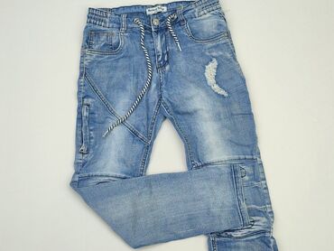 jeansy wiazane w pasie: Spodnie jeansowe, 10 lat, 134/140, stan - Zadowalający