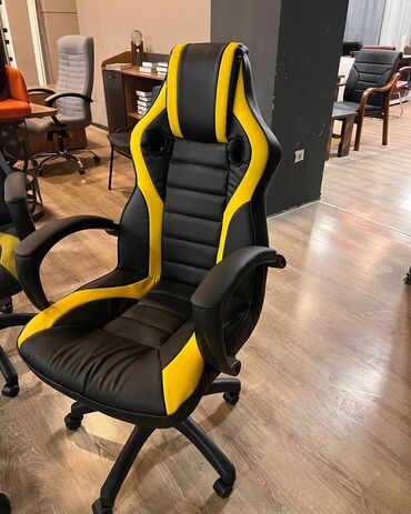 Ofis və oyun kresloları: Təkərli, Qolları tənzimlənir, Dəri — 8