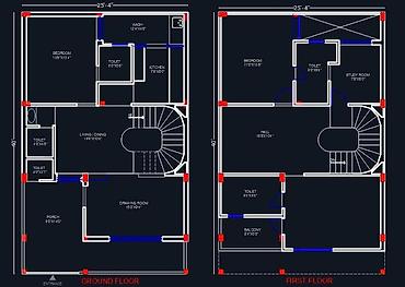 4 otaqlı ev certyojları: ▶️Eskiz plan ▶️Cizgi ▶️Sxem ▶️Otaq bölgüsü ▶️Mebel yerleşimi — 1