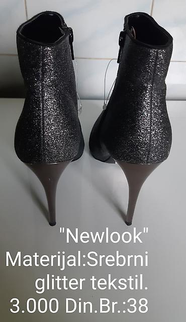 Gležnjače: New Look ženske gležnjače na štiklu - Materijal: srebrni glitter — 6