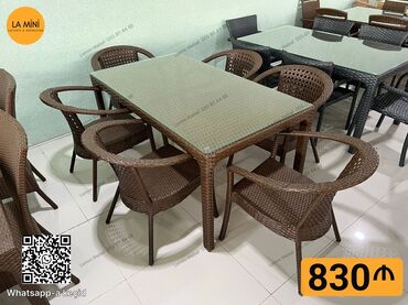 stol örtüyü: Balkon üçün, Açılmayan, Dördbucaq masa, 6 stul
