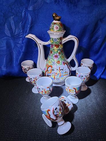 retro luster: Porcelanski nov servis za zestoko pice iz 70ih godina Kina. Servis — 6