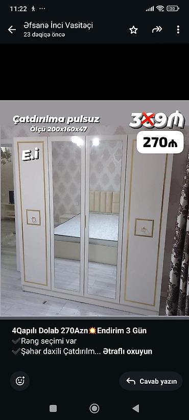 yatax: Düz dolab, Yataq otağı üçün, Paltar üçün, 4 qapılı — 2