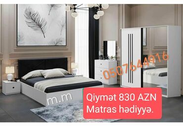 Yataq otağı dəstləri: İkinəfərlik çarpayı, Termo, 2 tumba, Dolab, Azərbaycan, Yeni — 11