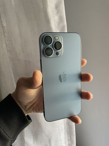 домашный телефон: IPhone 13 Pro Max, Б/у, 128 ГБ, Blue Titanium, Защитное стекло, Чехол, 79 %