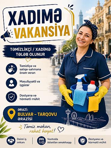 bağ evində is: Xadimə/Təmizlikçi vakansiyası Hostel üçün məsuliyyətli və səliqəli — 1