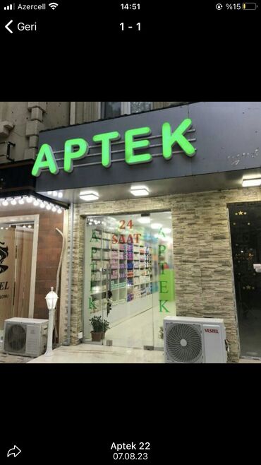 Hazır biznes: Aptek biznesi təcili satılır. Aptek Xırdalanda, H.Əliyev parkının