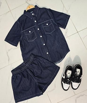 Костюмы с шортами: Джинсовый комплект: рубашка с коротким рукавом + шорты 😍😍😍 стильная — 12