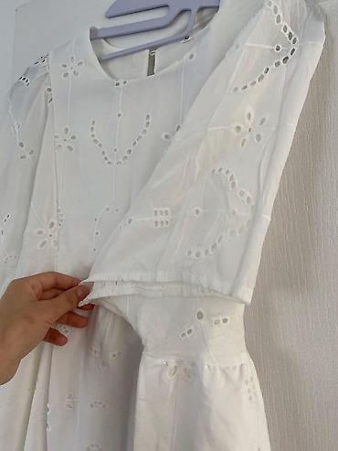 bele torbe: Shein Belo pamučno haljina/tunika sa vezom (broderie anglaise) - — 4
