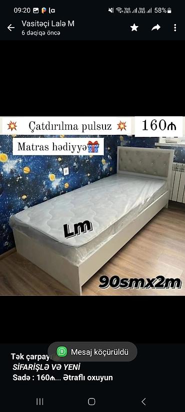 *Tək çarpayı*👑 _*SİFARİŞLƏ VƏ YENİ*_ *Sadə : 160₼* lalafo.az -da *Tək çarpayı*👑 _*SİFARİŞLƏ VƏ YENİ*_ *Sadə : 160₼*