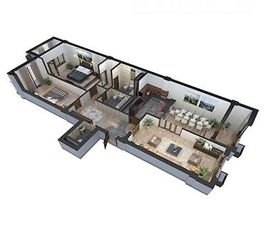 archa group: 3 комнаты, 131 м², Асанбай мкр Элитка, 9 этаж, ПСО (под самоотделку) — 4