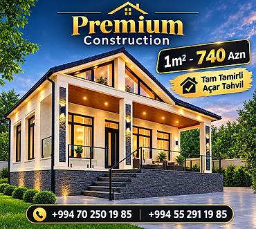 Tikinti işləri: 1 m² - 740 Azn.
Tam Təmirli Açar Təhvil — 1