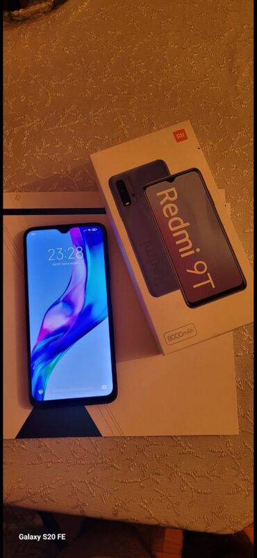 xiaomi a1: Xiaomi Redmi 9T, 128 GB, rəng - Göy, 
 Zəmanət, Sensor, Barmaq izi