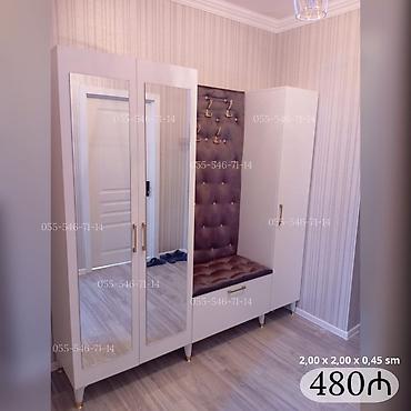 Dolablar: Yeni, 3 qapılı, Güzgülü, Ağ, Açılan, Düz dolab — 1