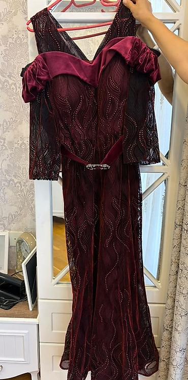 Bordo rəngdə ziyafət donu - Model: Uzun, yerdən uzunluqda ziyafət