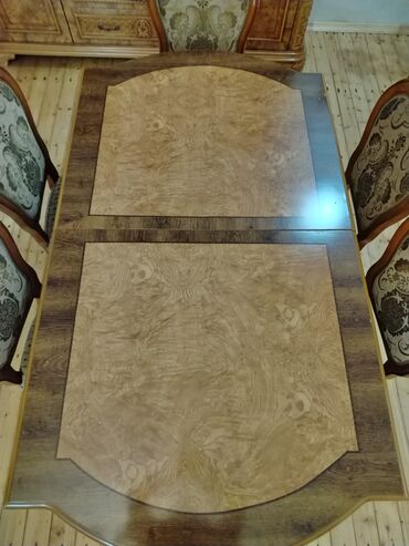 Masa və oturacaq dəstləri: Qonaq otağı üçün, İşlənmiş, Açılan, Oval masa, 8 stul — 9