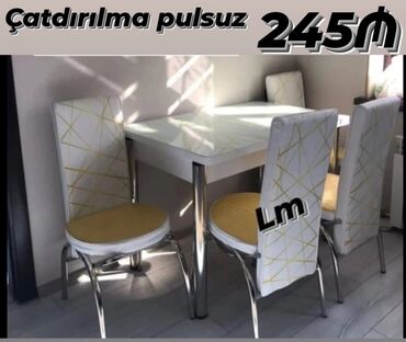 kuxna stol: Mətbəx üçün, Yeni, Açılan, Dördbucaq masa, 4 stul, Azərbaycan