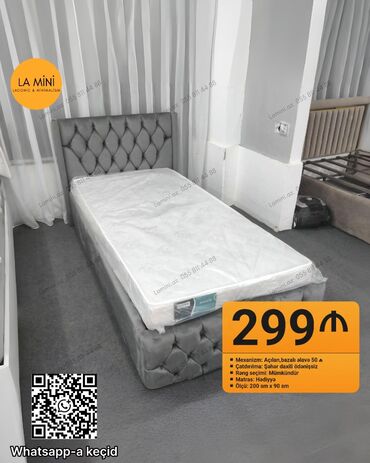 Divan və masa dəstləri: Təknəfərlik çarpayı, Bazalı, Matras ilə