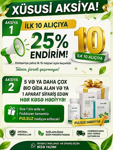 🔥 İlk 10 alıcıya 25% ENDİRİM! Tələsin! Kampaniya yalnız ilk 3 müştəri