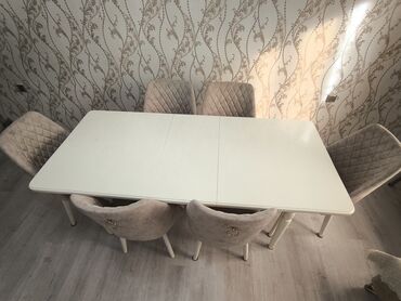 acilan stol: Qonaq otağı üçün, İşlənmiş, Açılan, Kvadrat masa, 6 stul