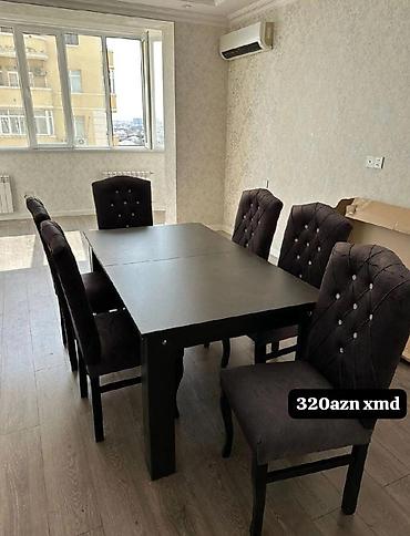 mebel qorka: 6 nəfərlik yemək masası dəsti - Komplekt: 1 masa + 6 yumşaq — 5