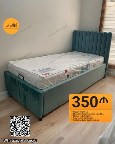 кровать двухспальная: Yataq çərçivəsi və matras dəsti - Ölçü: 90×200 sm - Mexanizm: Açılan