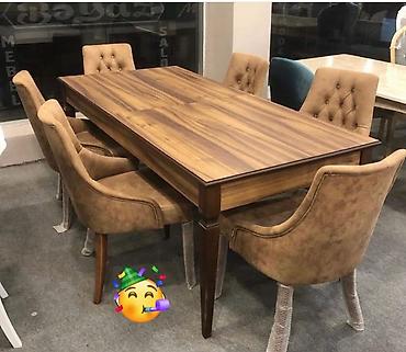balaca metbex mebelleri: Qonaq otağı üçün, Yeni, Dördbucaq masa, 6 stul — 1