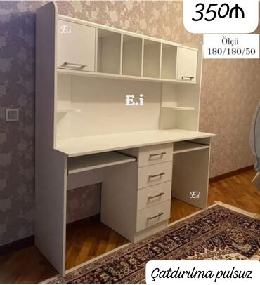 мебель для прихожей: Ağ rəngli funksional iş/oxu masası və üst dolab modulı. Ölçü