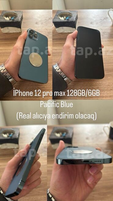 iphone 12 pro satilir: IPhone 12 Pro Max, 128 GB, Pacific Blue, Face ID