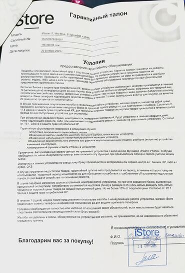 Apple iPhone: IPhone 17, Новый, 512 ГБ, Голубой, Чехол, 100 % — 18