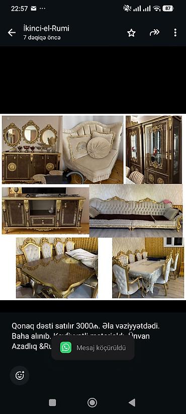 Qonaq dəsti satılır 3000₼. Əla vəziyyətdədi. Baha alınıb. Keyfiyyətli lalafo.az -da Qonaq dəsti satılır 3000₼. Əla vəziyyətdədi. Baha alınıb. Keyfiyyətli