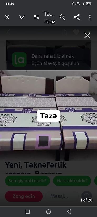Çarpayılar: Təzə çarpayılar. 1 nəfərlik çarpayılar 60manat. 2 nəfərlik taxt — 18