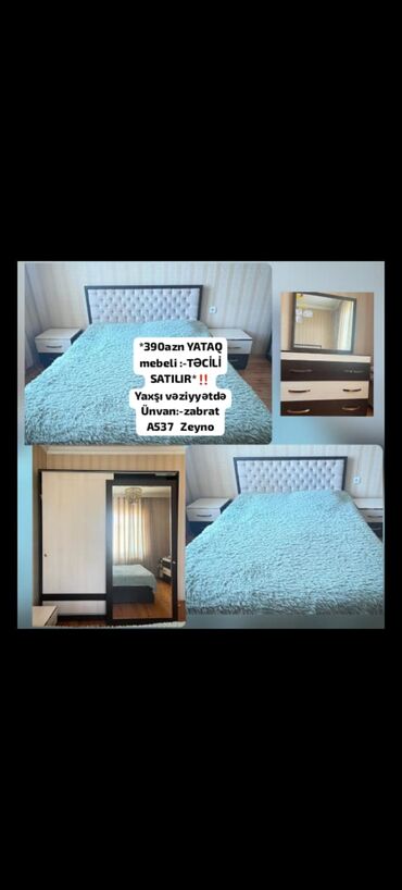 işlenmiş ev eşyaları: *390₼ YATAQ mebeli :-TƏCİLİ SATILIR*‼️ Yaxşı vəziyyətdə Ünvan:-zabrat