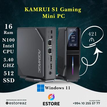 mini pc: ESTORE-da nə olduğuna baxın! Mini PC KAMRUI S1 oyun, Windows 11