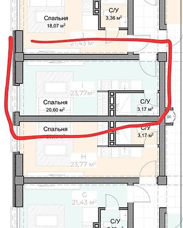 улица айни: 1 комната, 24 м², Элитка, 3 этаж, ПСО (под самоотделку) — 2