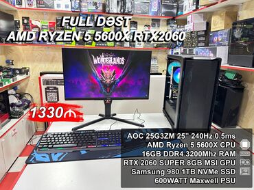 Skanerlər: Masaüstü Kompüter ”AMD RYZEN 5 5600X RTX 2060” ⭐Full Dəst – 1330 AZN