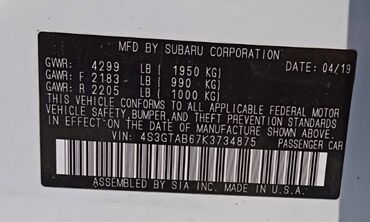 Subaru: Subaru Impreza: 2019 г., 2 л, Вариатор, Бензин, Хэтчбэк — 12