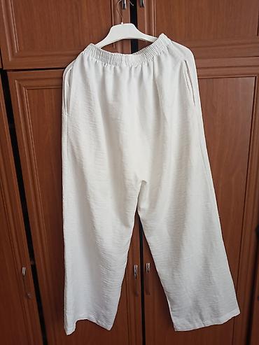qar geyimi: Ağ rəngli yay şalvarı - Stil: geniş kəsimli, rahat “wide-leg” - Bel — 2
