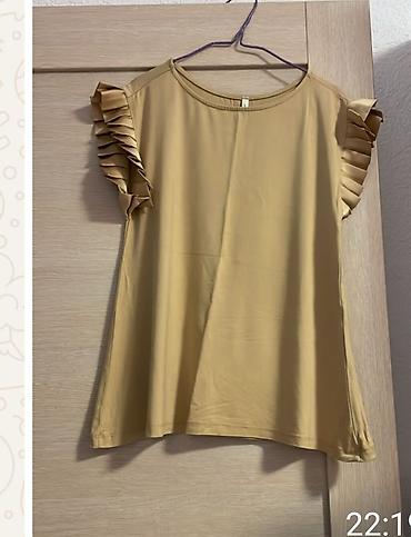 bluze elegantne: Ženska majica/bluza bez rukava u bež/karamel nijansi. Okrugli izrez — 1