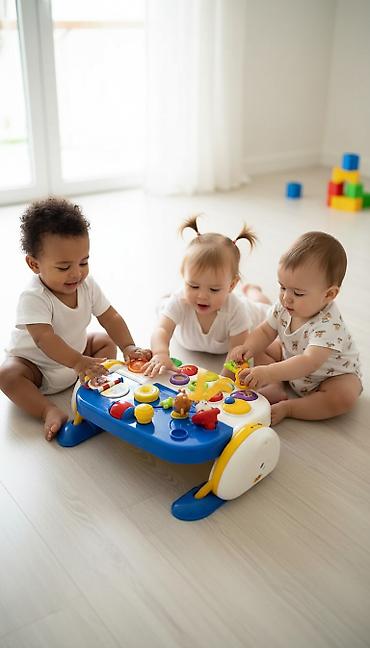 Детские ходунки: Развивающий центр Chicco Baby Steps, выполненный в сине-бело-желтой — 1