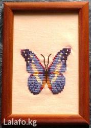 домашний декор: Вышивка "бабочка". Оформлена в рамку под стекло. Размер вышивки
